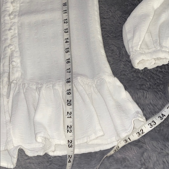 JAPNA Elegant White Button-Down Peplum Top SIZE Medium 100% Vicose - Picture 8 of 8